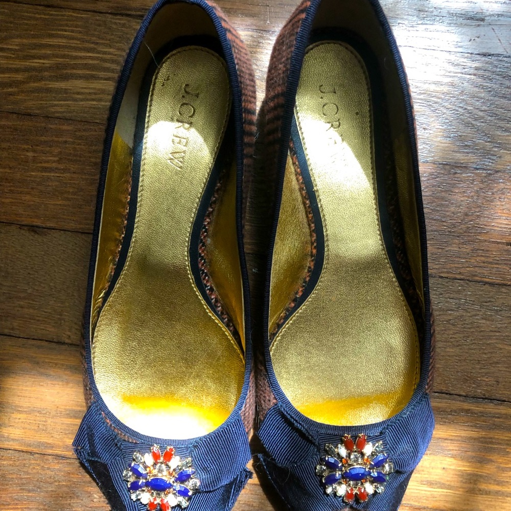 J. Crew size 6 Plaid Ballet Slippers with Bow